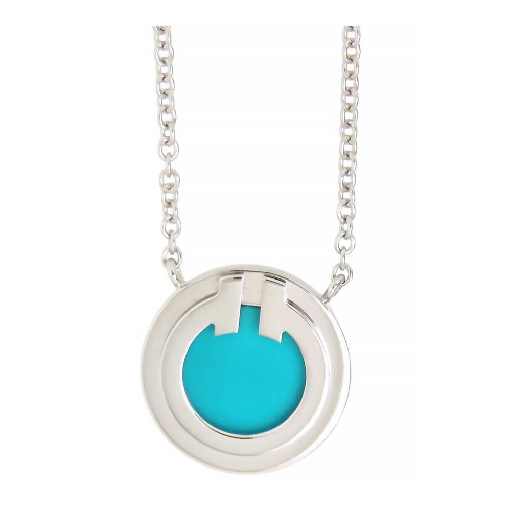 Tiffany T Two Circle Necklace White Gold Turquoise